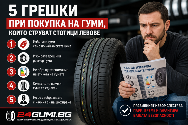 5 грешки при покупка на гуми, които могат да ви струват стотици левове | 24gumi.bg