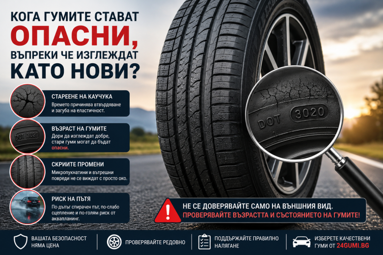 Кога гумите стават опасни, въпреки че изглеждат като нови? Пълно ръководство | 24Gumi.bg
