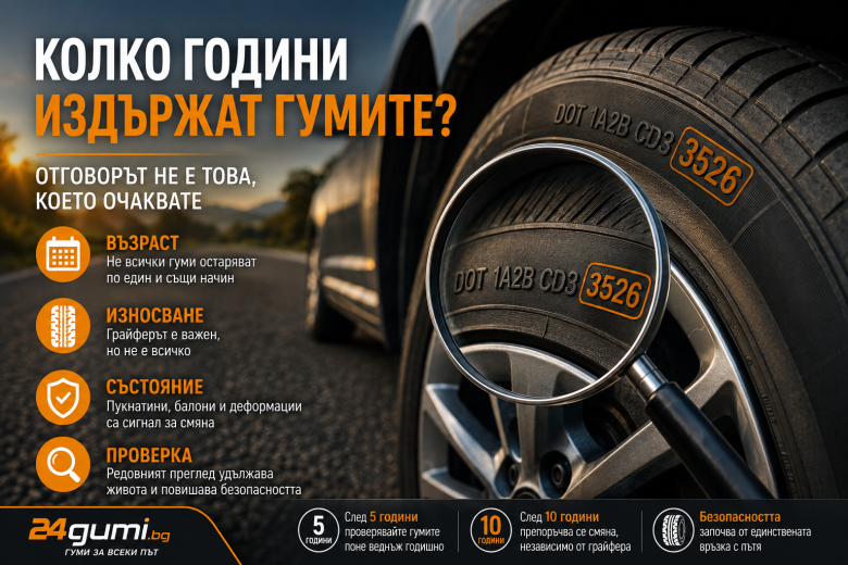 Колко години издържат гумите? Истината за живота на гумите | 24gumi.bg